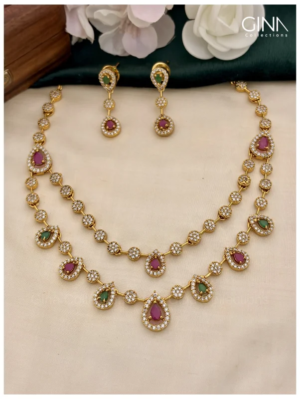Elegant Two Layer Multi Color Necklace Set