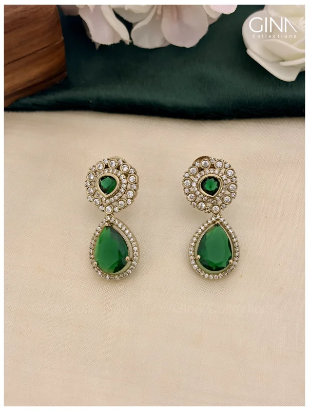 Emerald Tear Drop with AD Stones-Big Size Alternative View