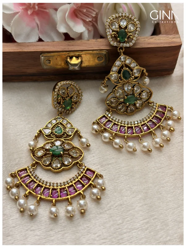 Kemp with Pearl Drops Chandbali