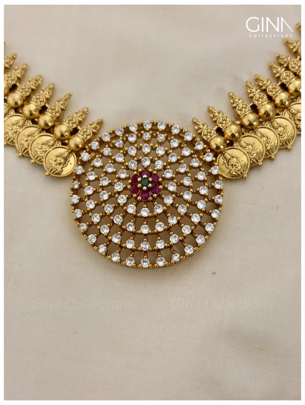 Lakshmi Coin with Grand White Pendant Alternative View