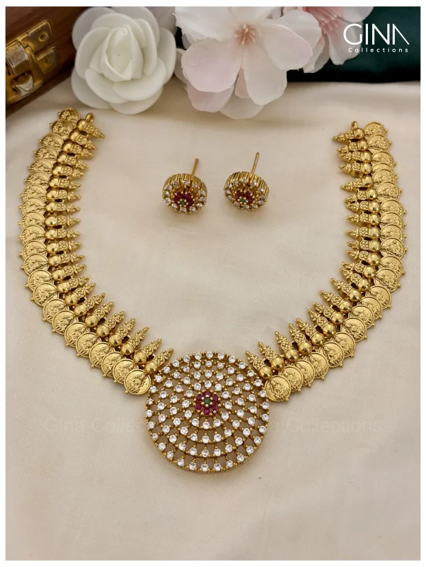 Lakshmi Coin with Grand White Pendant