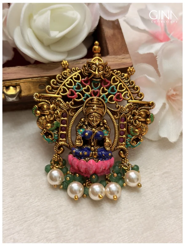 Lakshmi Meenakari Pendant and Earrings Alternative View