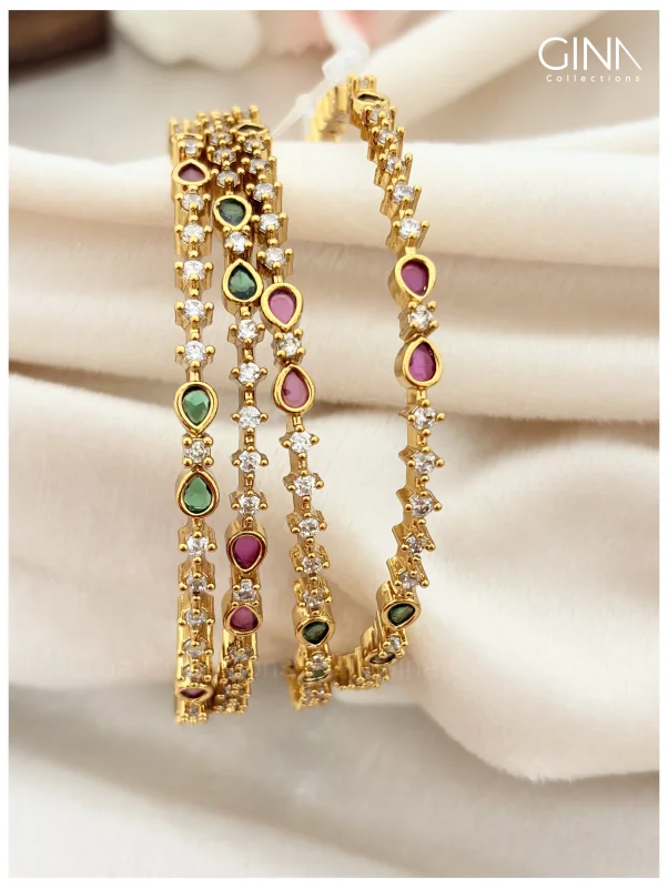 Multicolor Minimal Stone Bangles Alternative View