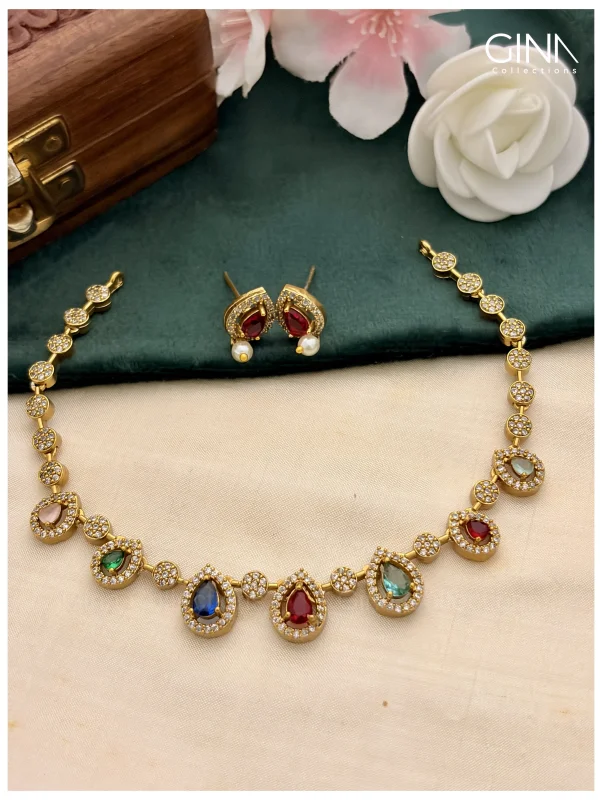 Multicolor Thilak AD Stone Necklace