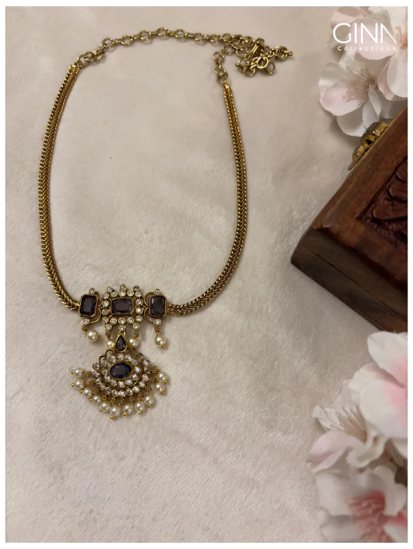Purple Attigai with Pearl Drops Alternative View