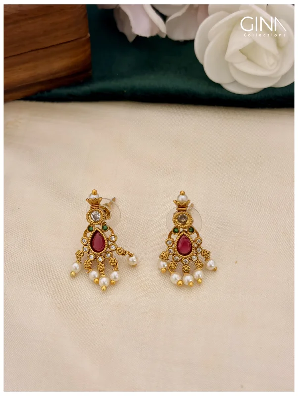 Ruby Emerald Guttapusalu with Pearl Drops Alternative View