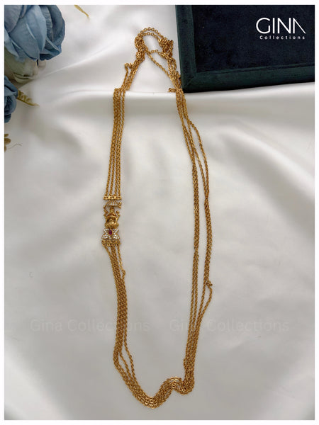 4 Lines - 30 Inches Chandra haram with Lakshmi Pendant Alternative View