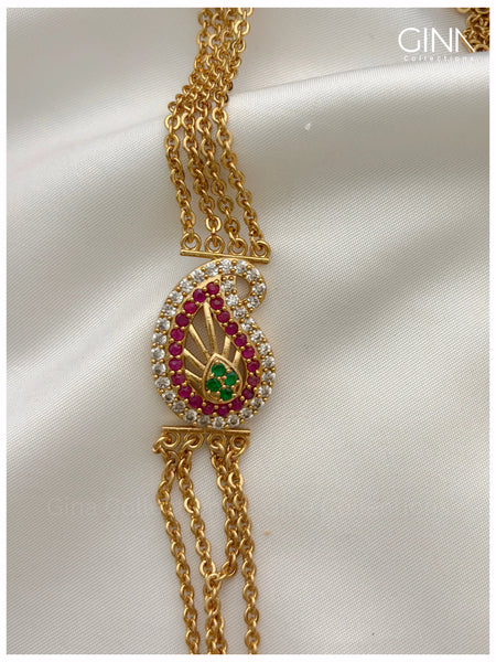 4 Lines Chandraharam with Mango pendant