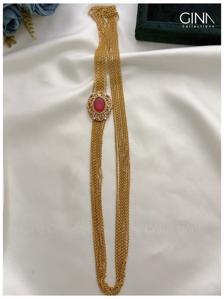 7 Lines Chandraharam with Floral Ruby Pendant Alternative View