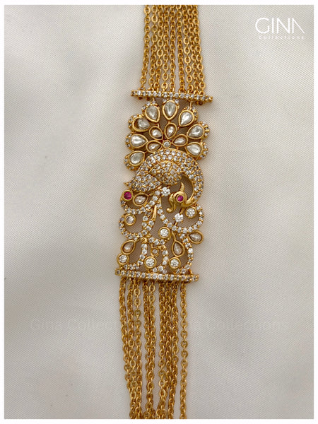 9 Lines Chandraharam with Mayuri Pendant