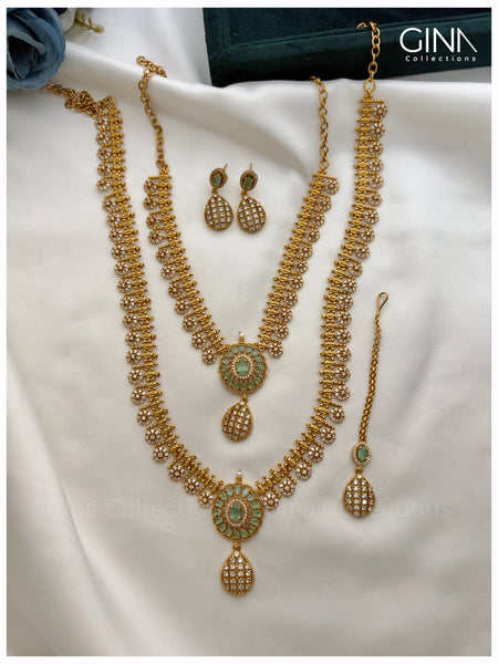 Bridal Set with Zircon and Emerald Stone Embelishments