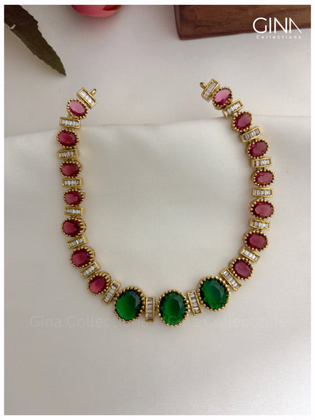 Dazzling Emerald and Ruby Stones Necklace with Earrings Alternative View