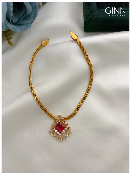 Elegant Ruby Pendant with Chain and Earrings Alternative View