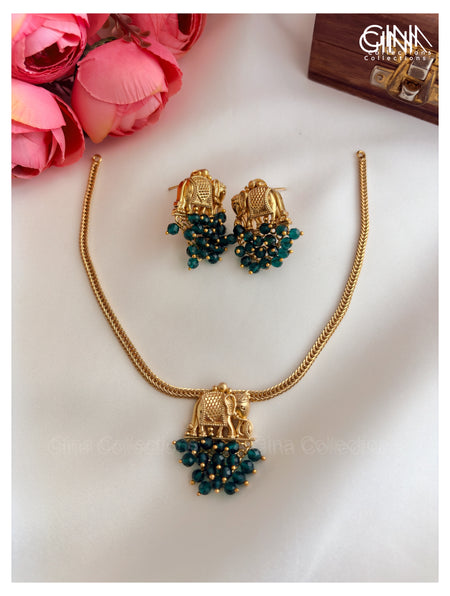 Elephant with Emerald Beads Attigai Alternative View