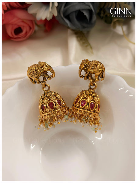 Gajalakshmi Haram with Pastel Green Beads Alternative View