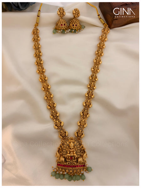Gajalakshmi Haram with big Pendant and Jhumkas