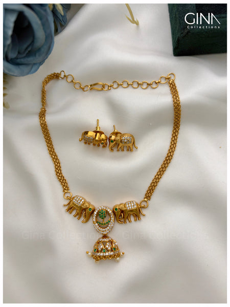 Gajashree Temple Choker - Classic Emerald