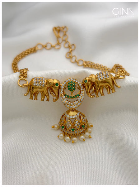 Gajashree Temple Choker - Classic Emerald Alternative View