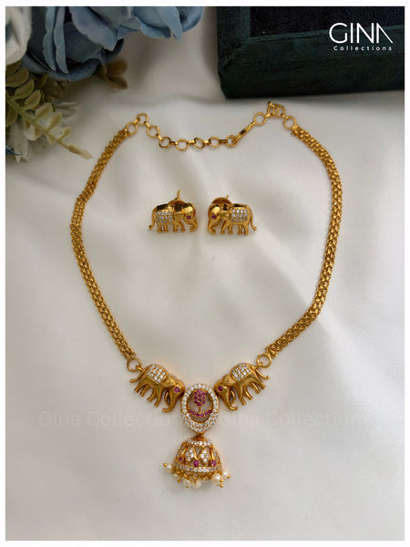 Gajashree Temple Choker - Classic Ruby