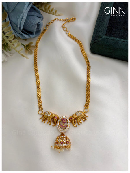 Gajashree Temple Choker - Classic Ruby Alternative View