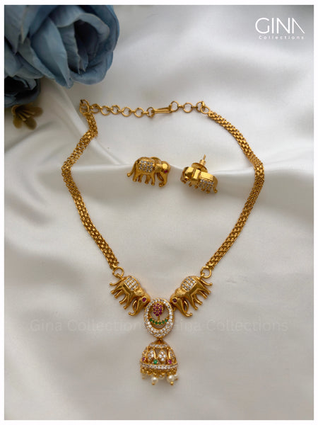 Gajashree Temple Choker - Multi Color Alternative View