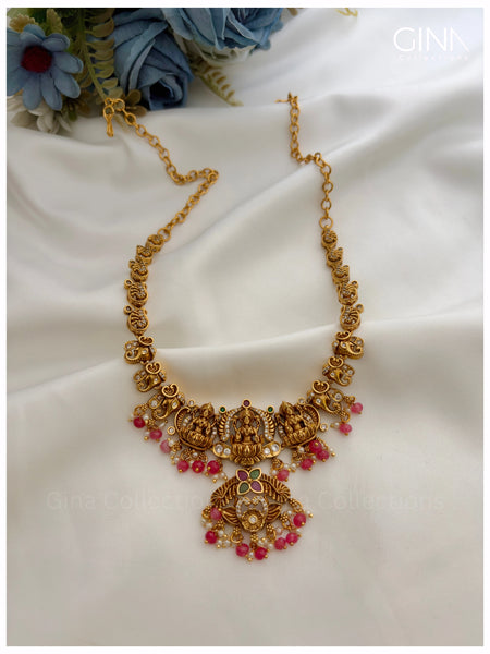 Goddess Lakshmi with Ruby and Pearls Necklace Alternative View