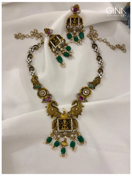 Handmade Gajalakshmi Antique Heritage Necklace
