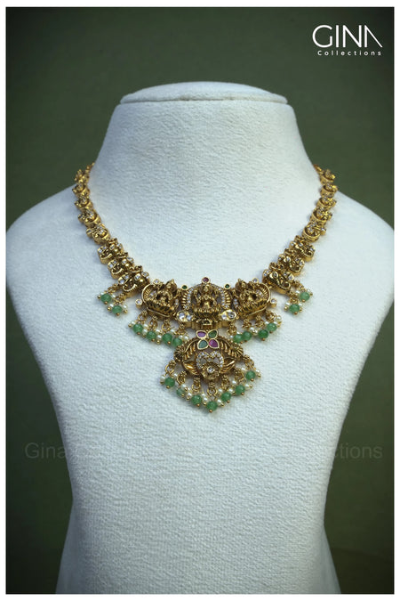 Handmade Nakshi Emerald Necklace Set