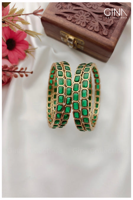 Kundan Stone Rectangular Bangle Alternative View