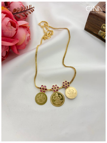 Lakshmi Kasu Pendants Chain with Floral Ruby Alternative View