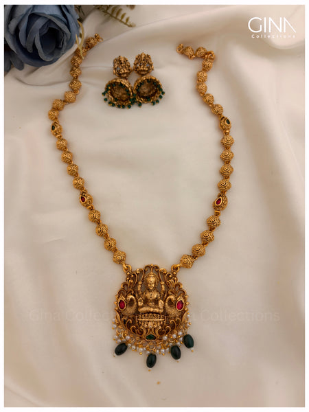 Lakshmi Mayuri Round Pendant Gundu Mala Haram