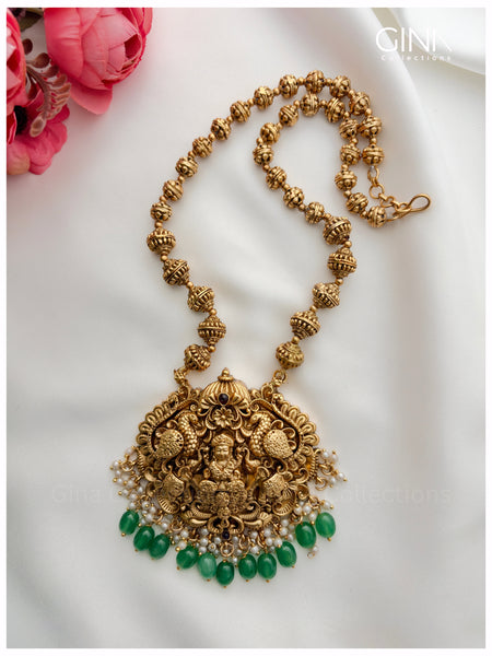Lakshmi and Emerald Drops Pendant Haram Alternative View