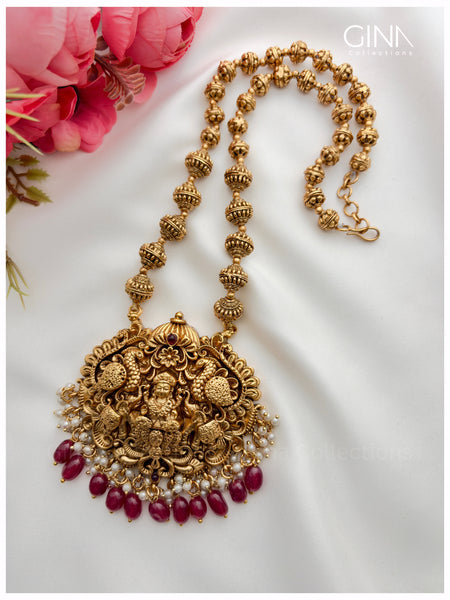 Lakshmi and Ruby Drops Pendant Haram Alternative View