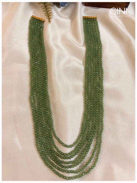 Long Green Beaded Haram with Earrings