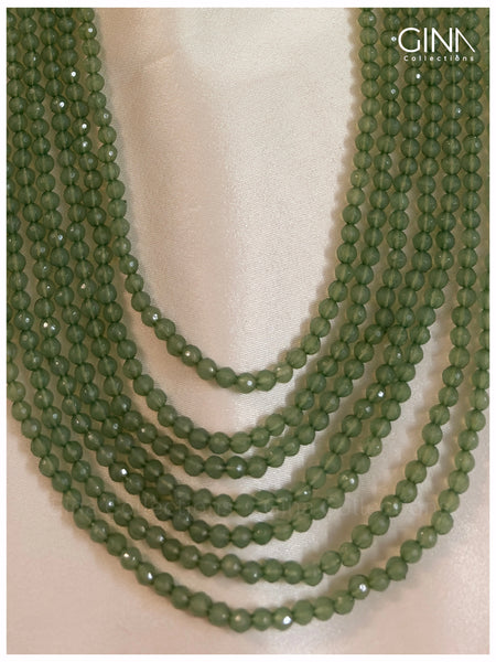 Long Green Beaded Haram with Earrings Alternative View