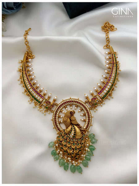 Mayuri Kundan Kanti Necklace with Pearl and Emerald Drops Alternative View