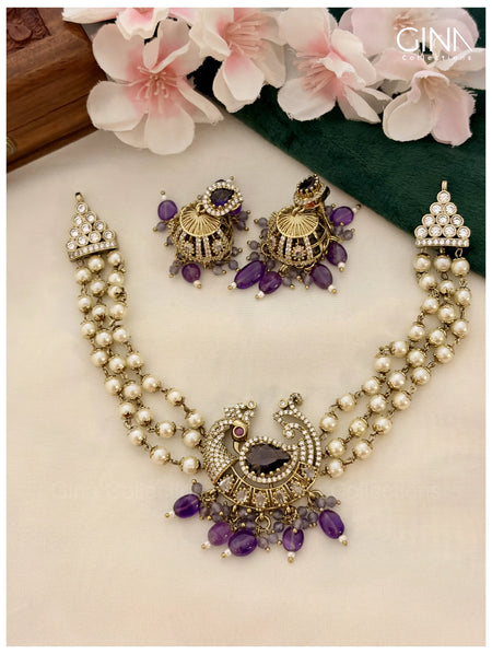 Mayuri Pearl Choker - Purple