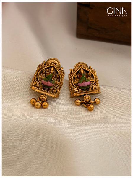 Meenakari Lakshmi Pendant with Gold Drops - Double chain Alternative View
