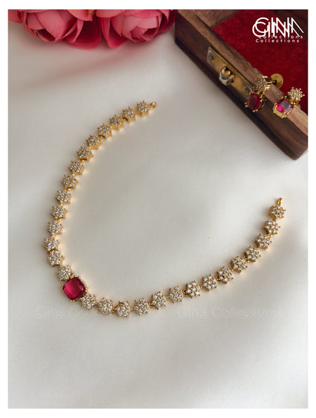 Mini and Pretty Garland Necklace with Ruby Pendant Alternative View