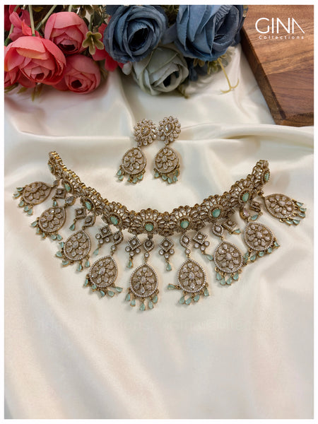 Pastel Mint Green Gorgeous Polki Choker
