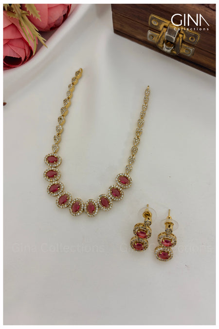 Premium Stunning Ruby AD Necklace Set - Ruby Alternative View