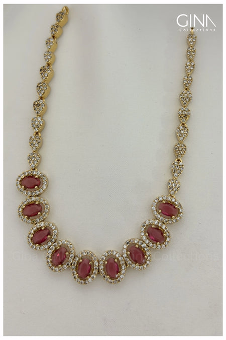 Premium Stunning Ruby AD Necklace Set - Ruby
