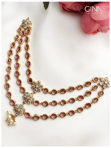 Premium and Stunning Tripple Layered Ruby AD Necklace Alternative View