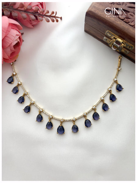 Purple Tear Drops Necklace with Earrings Alternative View