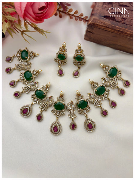 Royal Emerald with Ruby Pink Premium Choker Set