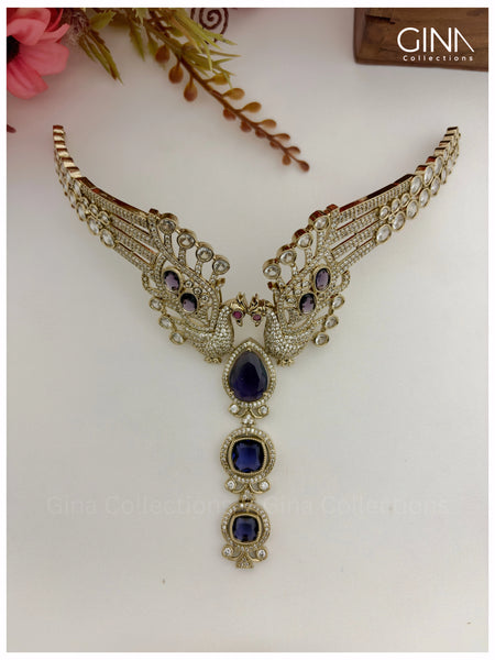 Royal Mayuri Purple Necklace Set with Earrings Alternative View