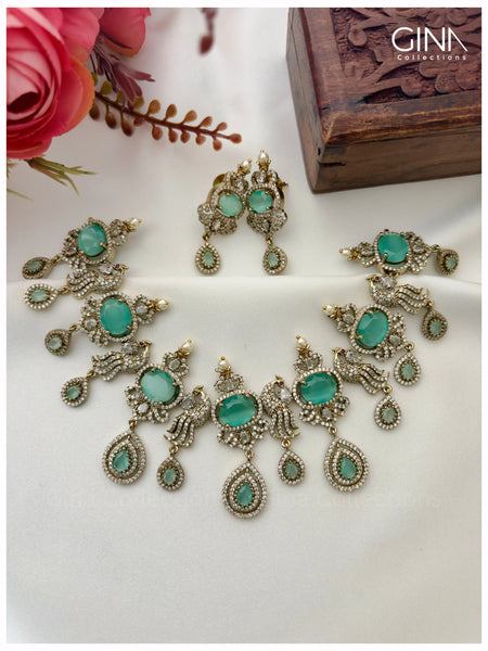 Royal Sea Green Premium Choker Set Alternative View