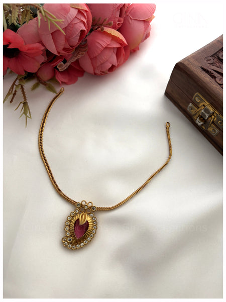 Ruby Mango Pendant with Chain Alternative View