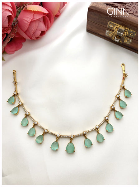 Sea Green Tear Drops Necklace with Earrings Alternative View