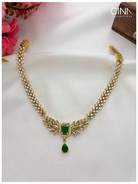 Sleek Emerald Stone Necklace Alternative View